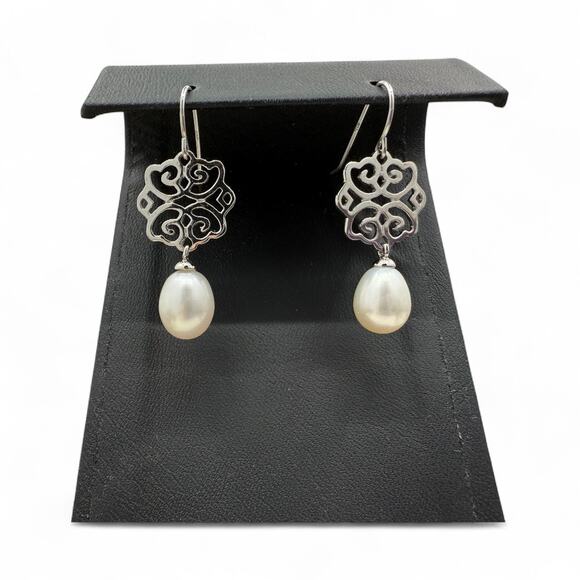 Swarovski Pearl Dangle Earrings 925 Sterling Silver - NEW - Picture 2 of 5